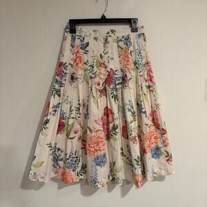 Antonio Melani Floral Pleated Midi Skirt Womens Size 4 Whimsy Fairy Cottagecore
